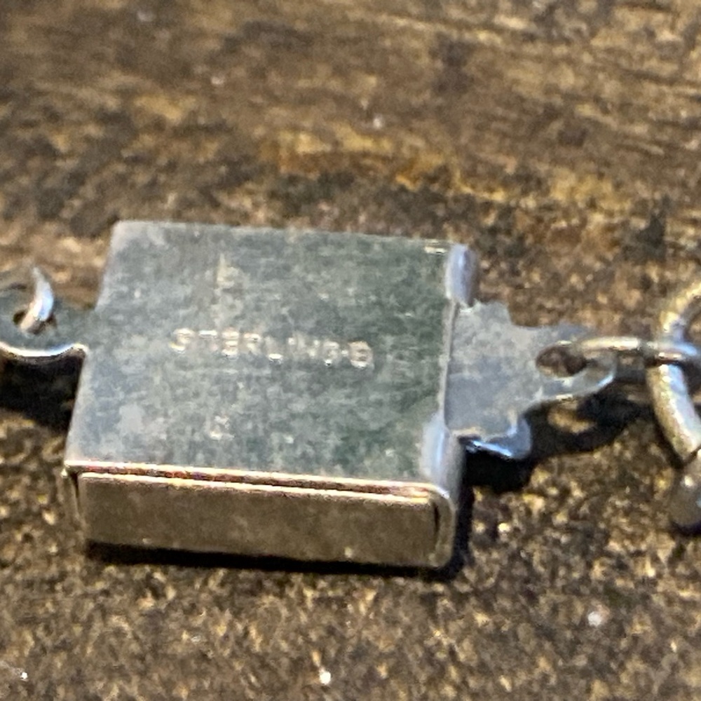💋 Vintage Art Deco 15” Sterling 8 Necklace Bow Gemstone Rhinestone Pendant 💎 - Picture 6 of 13